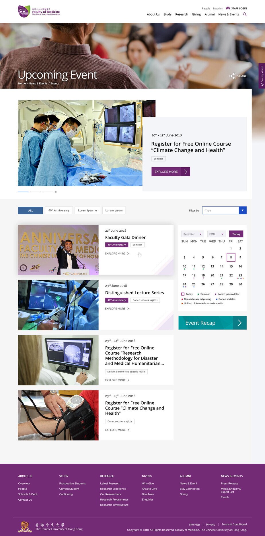 CUHK Faculty of Medicine Desktop Upcoming Event Page