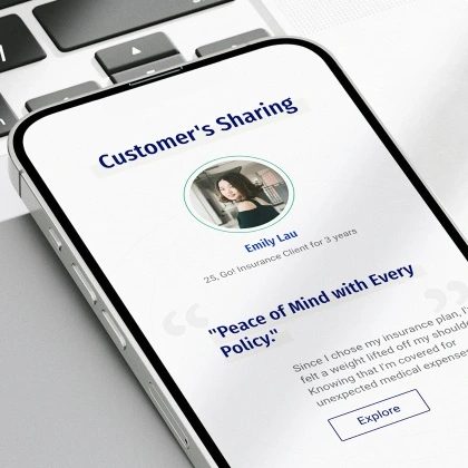 mobile screen showcasing customer's sharing section