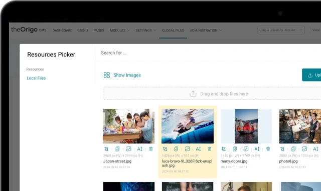 A desktop screen displaying resources picker pop up