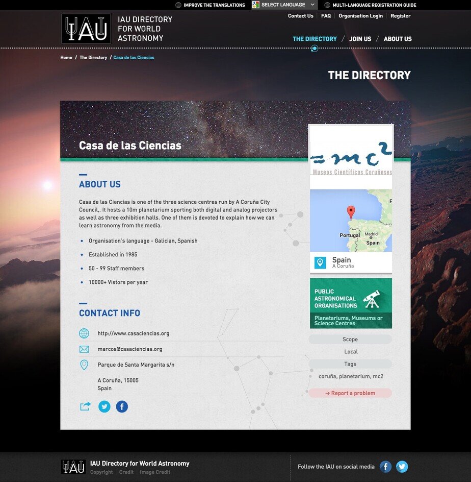 International Astronomical Union website screenshot for desktop version 4 of 4