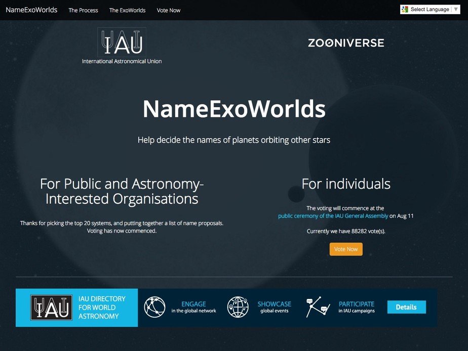 International Astronomical Union website screenshot for desktop version 1 of 4