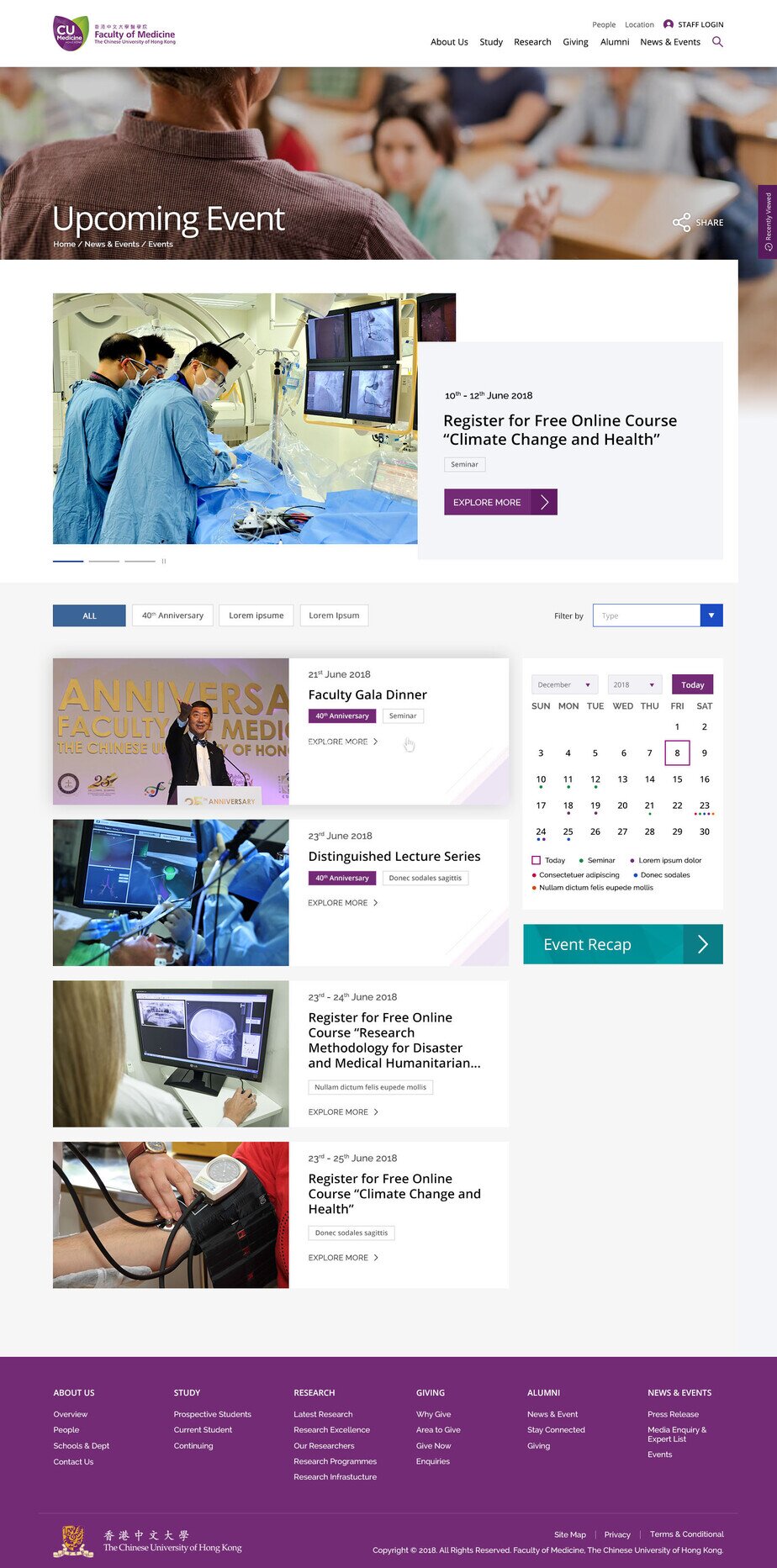 CUHK Faculty of Medicine Desktop Upcoming Event Page