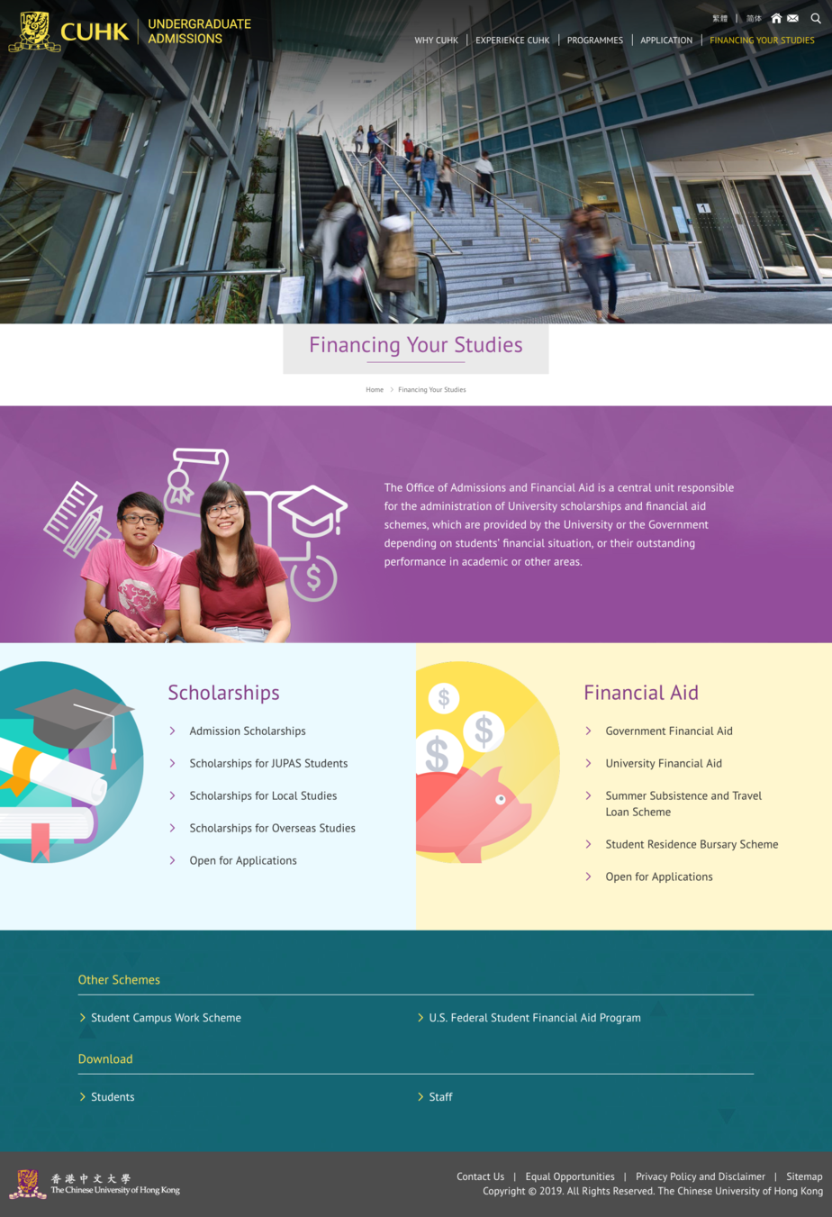 Chinese University of Hong Kong website screenshot for desktop version 3 of 4