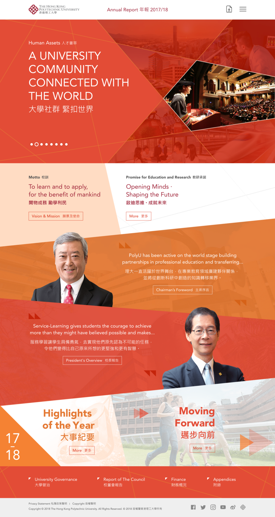 Desktop PolyU Annual Report 2017/18 Homepage