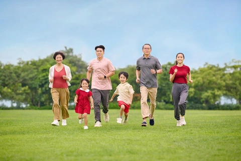family running outside