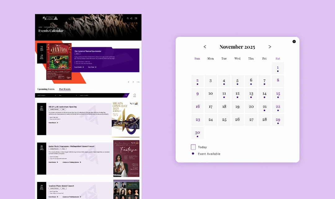 Centralised Event Listing & Calendar System